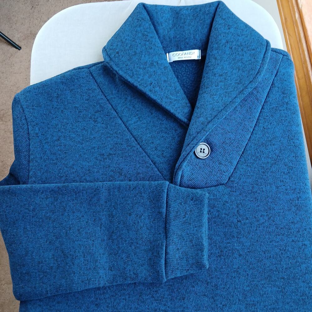 Coofandy Shawl Collar Fleece Sweater Sweatshirt Men's Medium comfy pullover knit - Picture 10 of 10